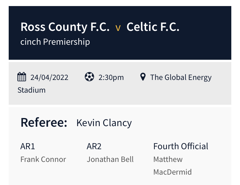 Ross County v Celtic Kevin Clancy handled the whistle for crucial