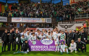Celtic title party at Tannadice