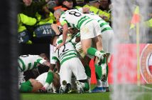 Christopher Jullien is mobbed by teammates