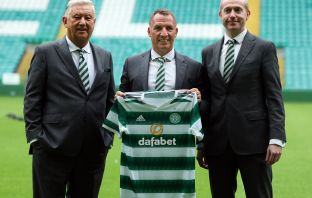 Peter Lawwell, Brendan Rodgers and Michael Nicholson