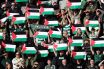 Celtic supporters show their support with Palestine flags
