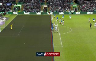VAR showing the offside