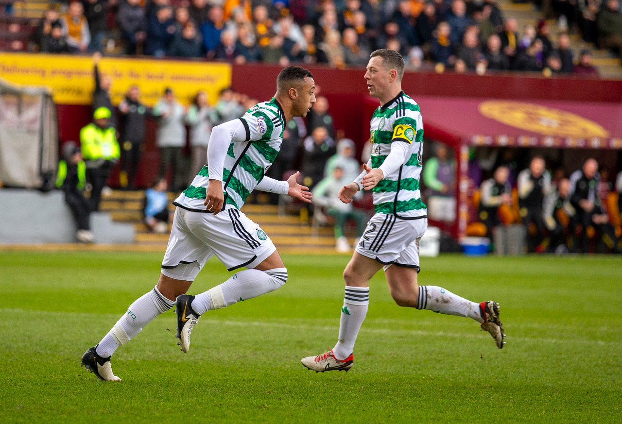 Adam Idah scores for Celtic at Fir Park