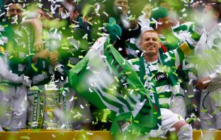 Neil Lennon celebrates a Scottish Cup Final win over Dunfermline.