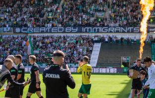 The Celtic support at Easter Road