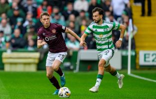 Nicolas Kuhn in action against Hearts