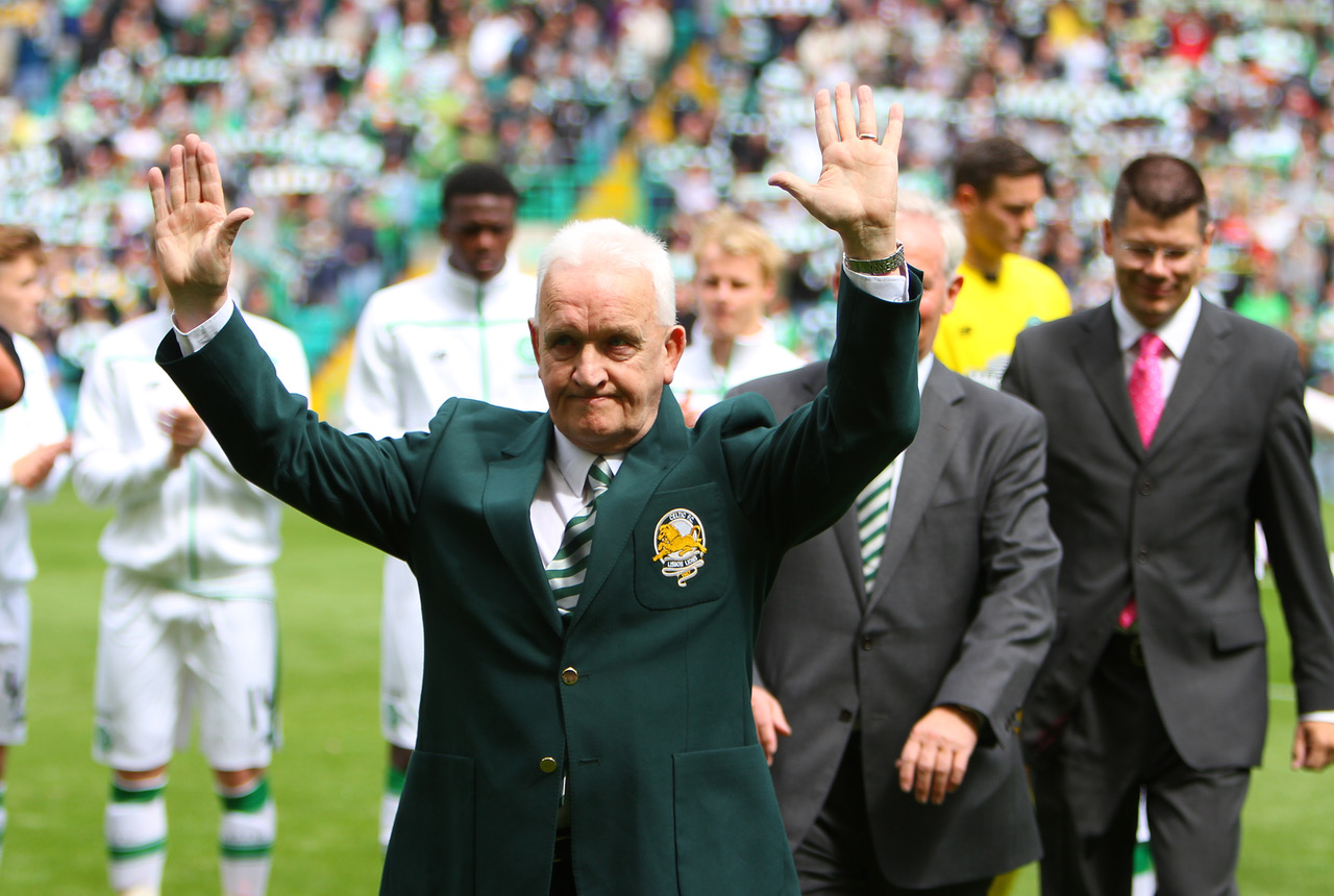 John Clark waves to the Celtic support on flag day, 2015