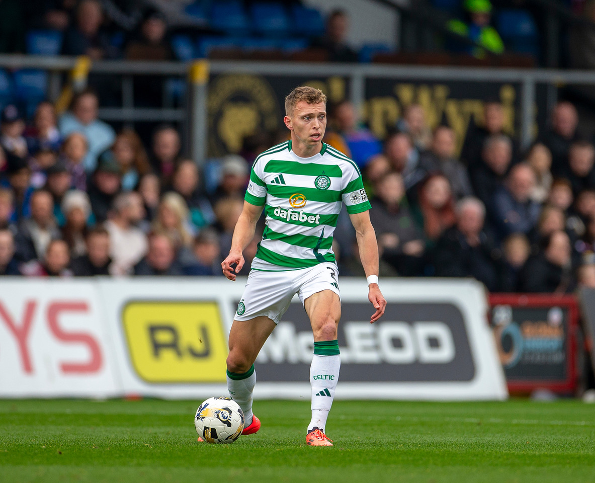 Ross County versus Celtic; Alistair Johnston of Celtic on the ball. Photo Vagelis Georgariou