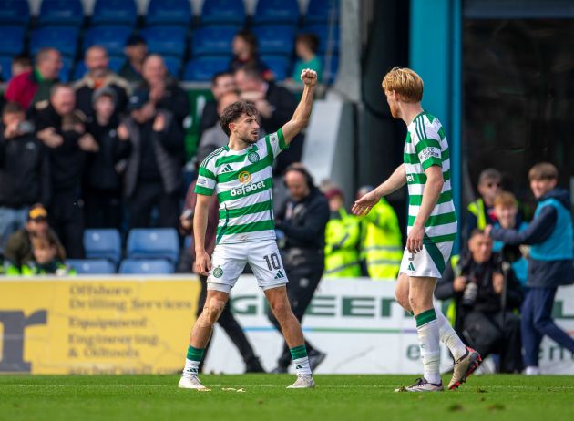 Nicolas Kuhn celebrating scoring Celtic's winner in Dingwall