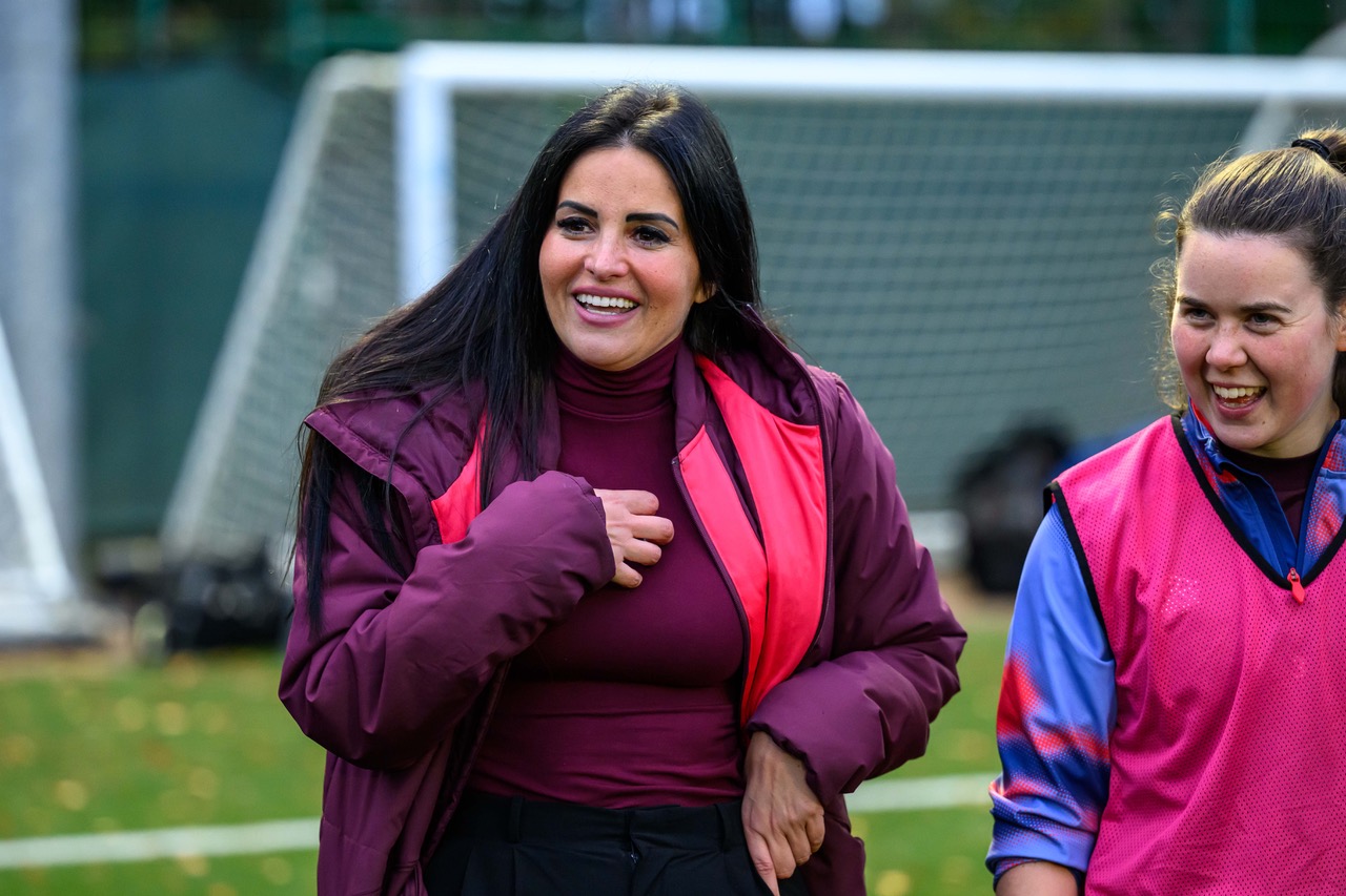 Hearts head coach Eva Olid is all smiles