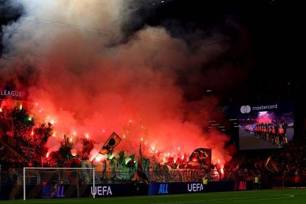 Fans of Celtic set of smoke flares in Dortmund