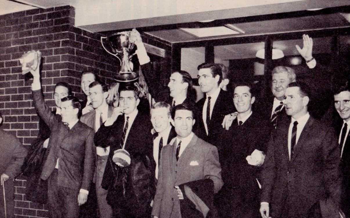 Celtic players with the League Cup