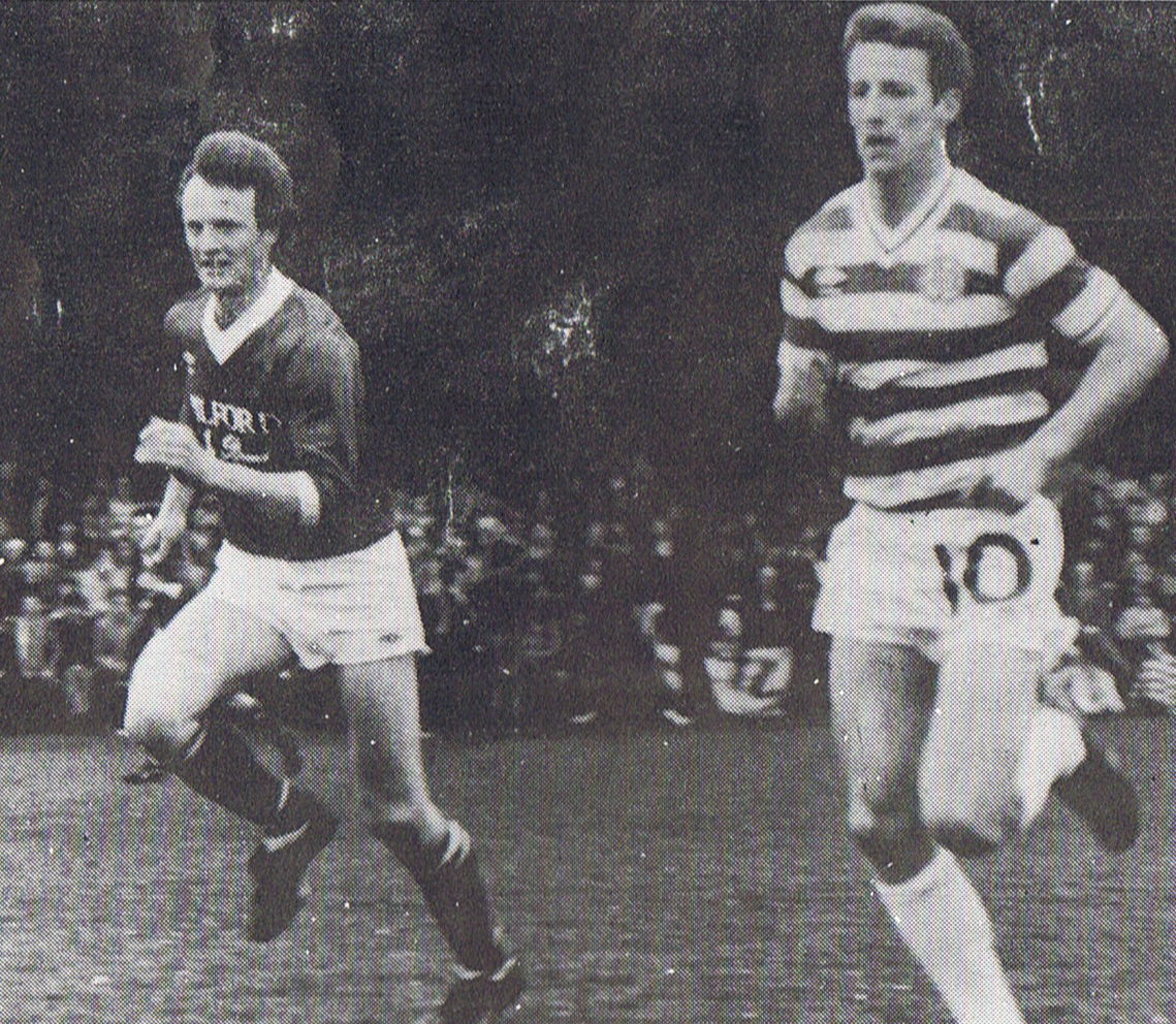 Tommy Burns in action against Finn Harp 