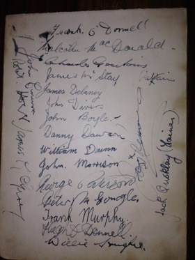 Rare Celtic autograph sheet from the 1930s