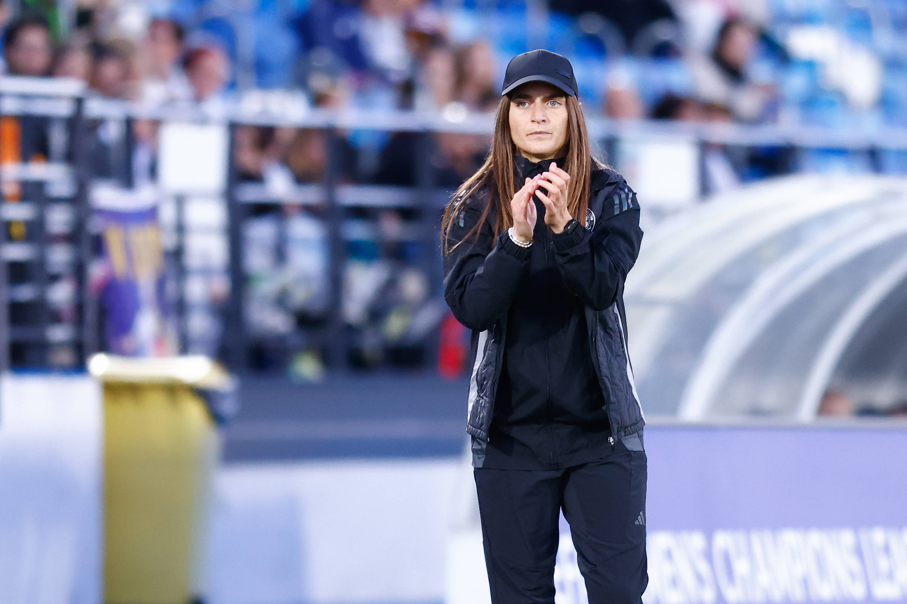 Elean Sadiku on the touchline in Madrid