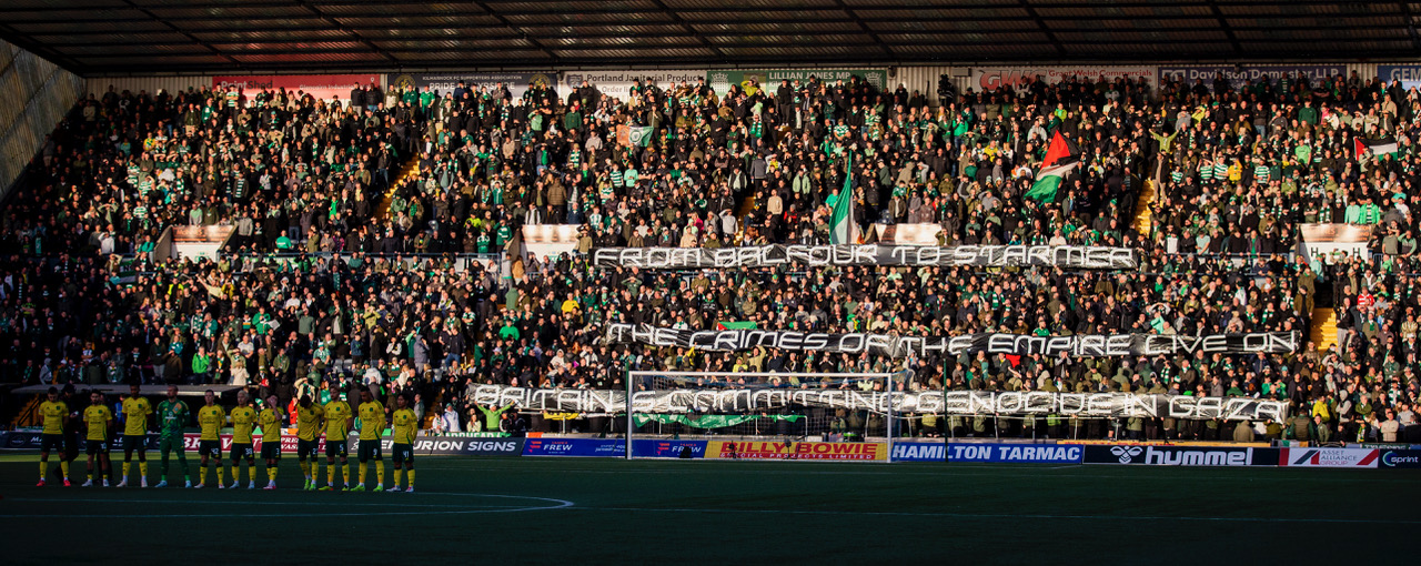 Celtic fans protest at Rugby Park