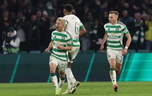 Daizen Maeda celebrates