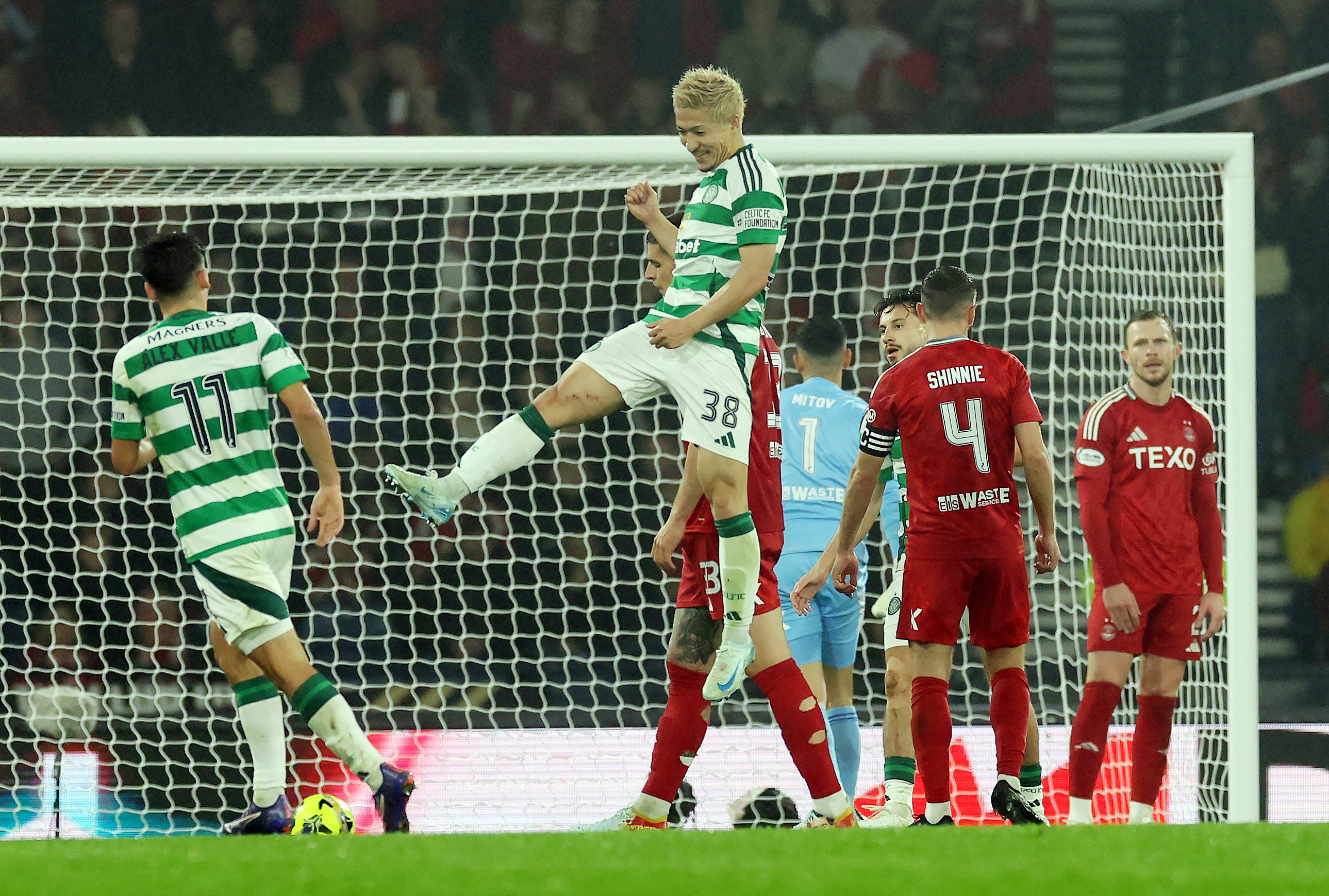 Daizen celebrates scoring Celtic's third goal