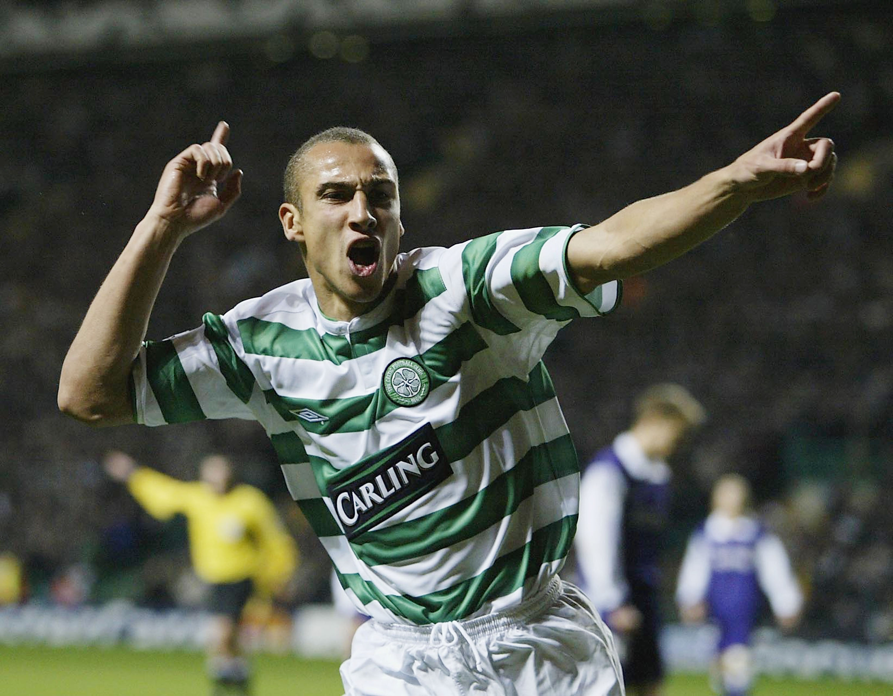 Henrik Larsson celebrates