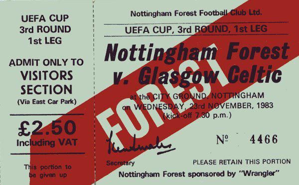 Nottingham Forest v Celtic, 23/11/1983
