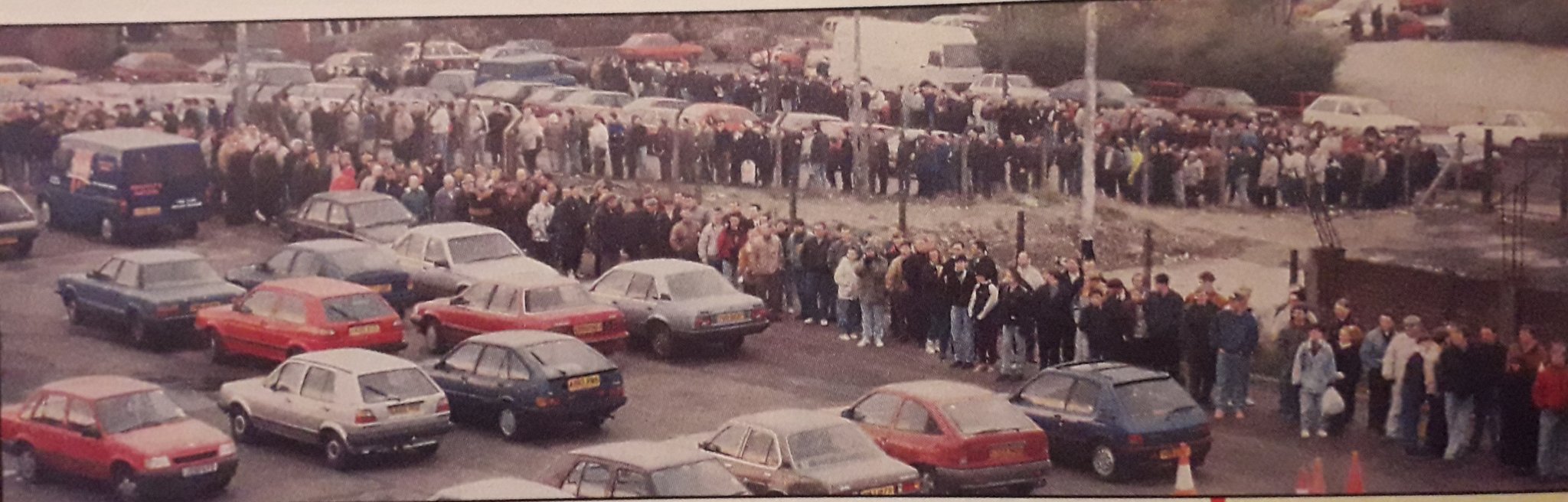 The Queue for tickets for Celtic v Dormund, November 1992