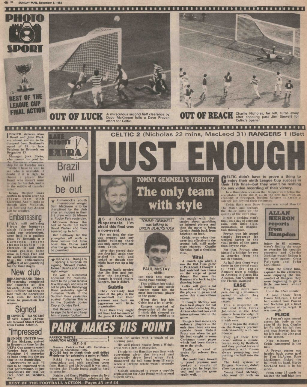 Celtic 2 Rangers 1 - League Cup Final, 1982