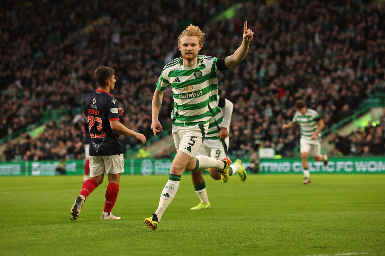 Liam Scales celebrates