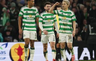 Daizen Maeda celebrates