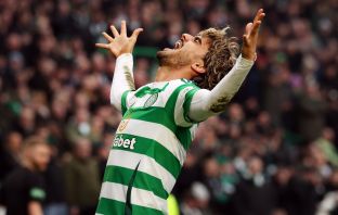 Jota of Celtic celebrates