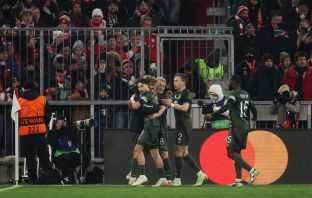 Nicolas Kuhn of Celtic celebrates