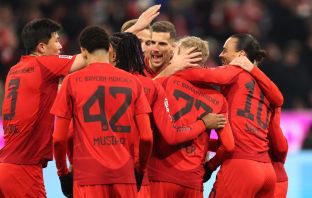 Leroy Sane of Bayern Munich celebrates