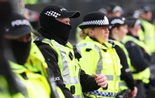 Police at Celtic Park on Sunday