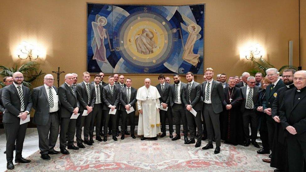 Staff and players of Celtic FC meet Pope Francis in the Vatican