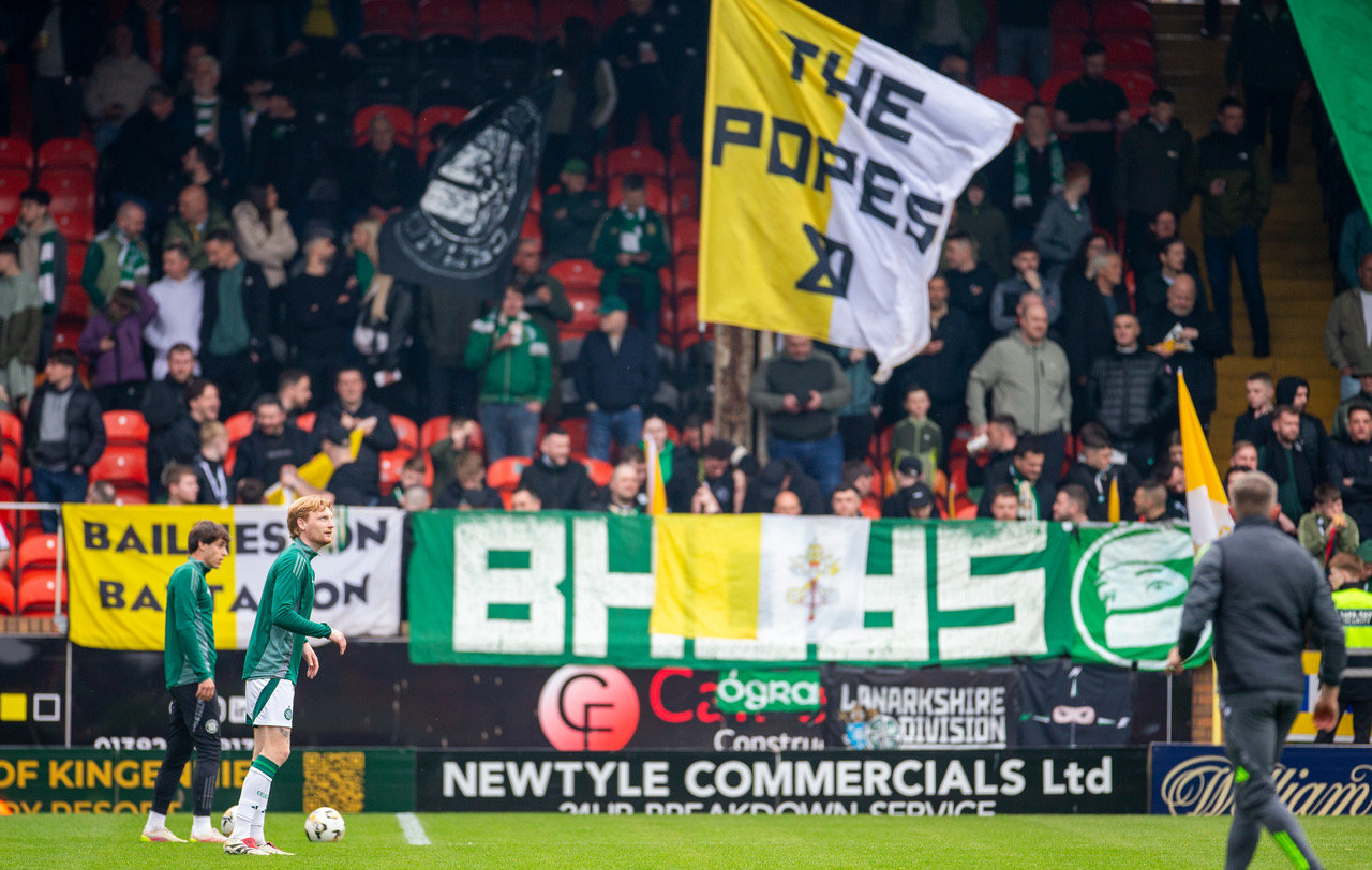 Celtic supporters at Tannadice.