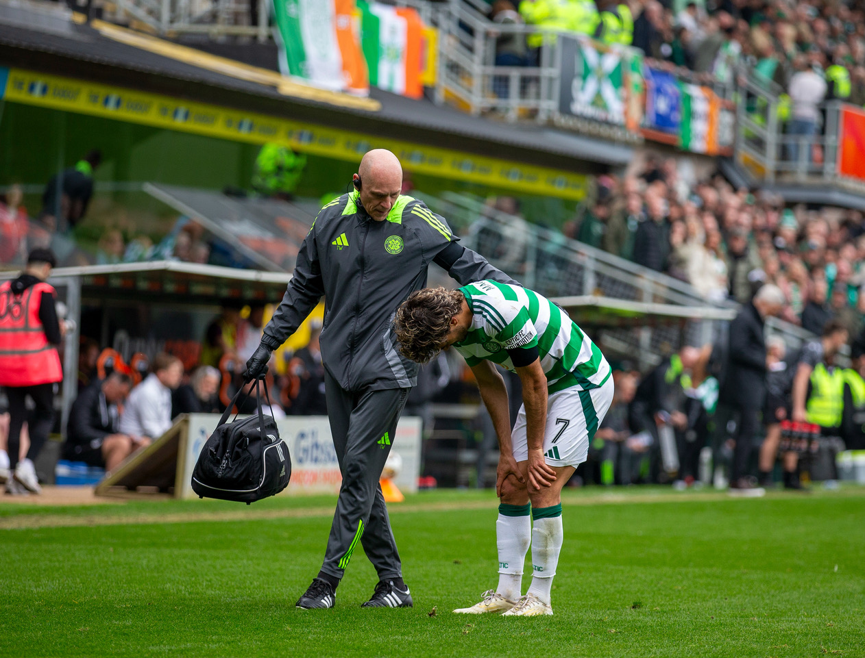 Jota is helped off at Tannadice