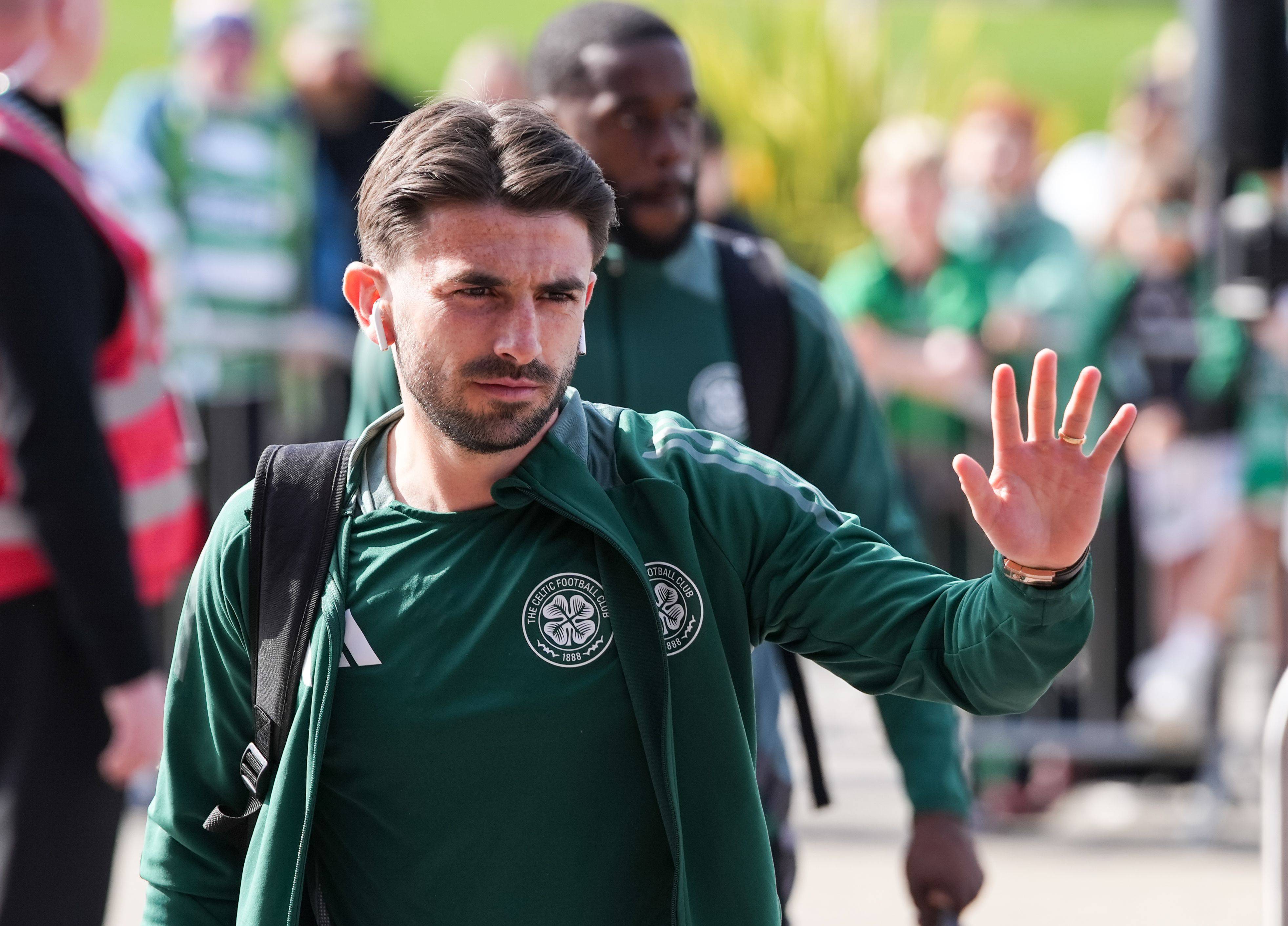 Greg Taylor arrives at Celtic Park