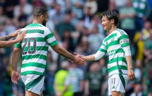 Cameron Carter-Vickers celebrates with fellow goalscorer Reo Hatate