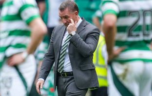 Brendan Rodgers on the pitch at full-time