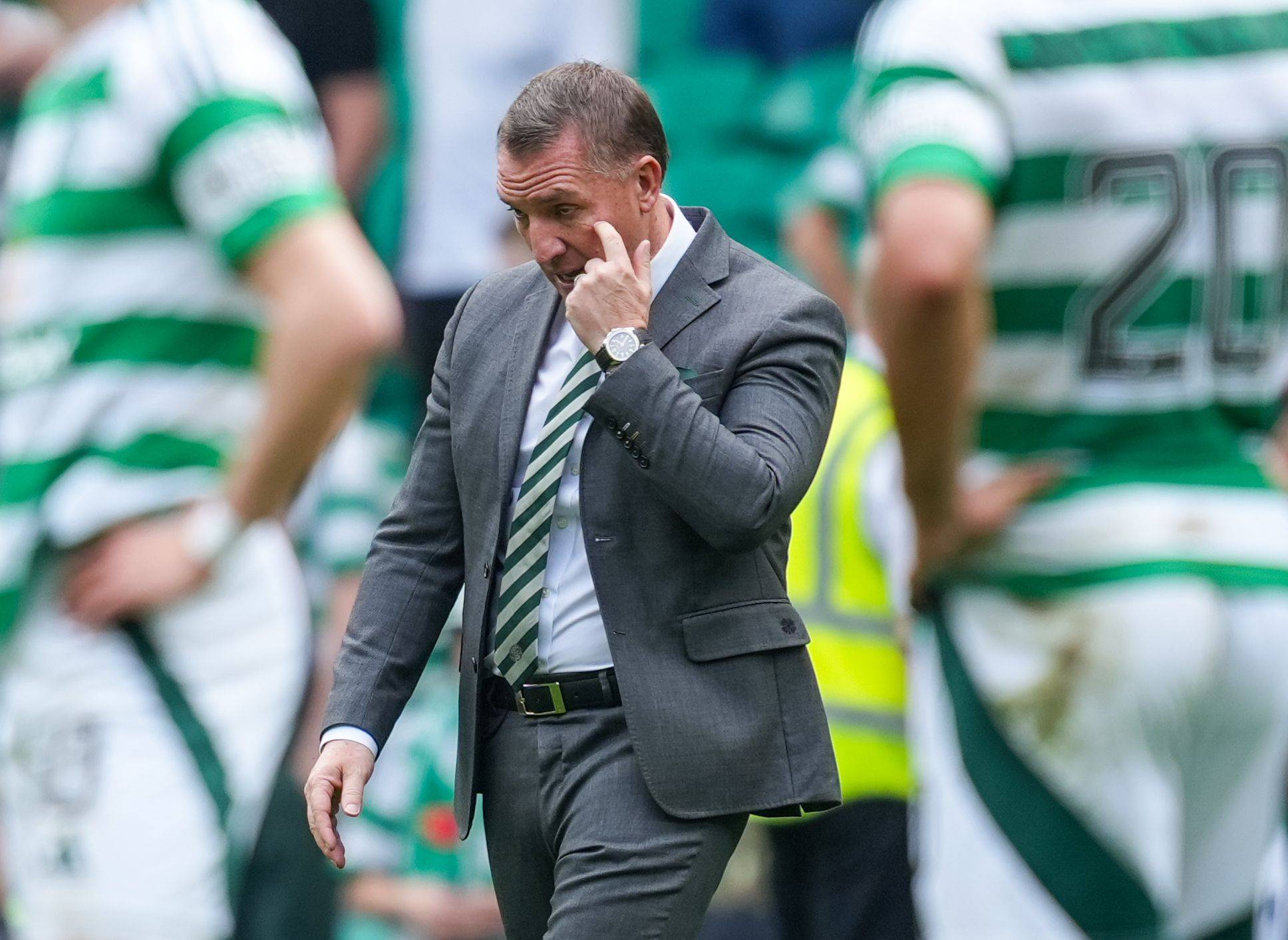 Brendan Rodgers on the pitch at full-time