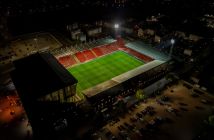 Ariel view of Pittodrie Stadium after the match,