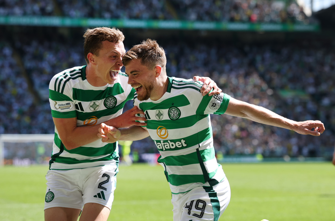 James Forrest of Celtic celebrates
