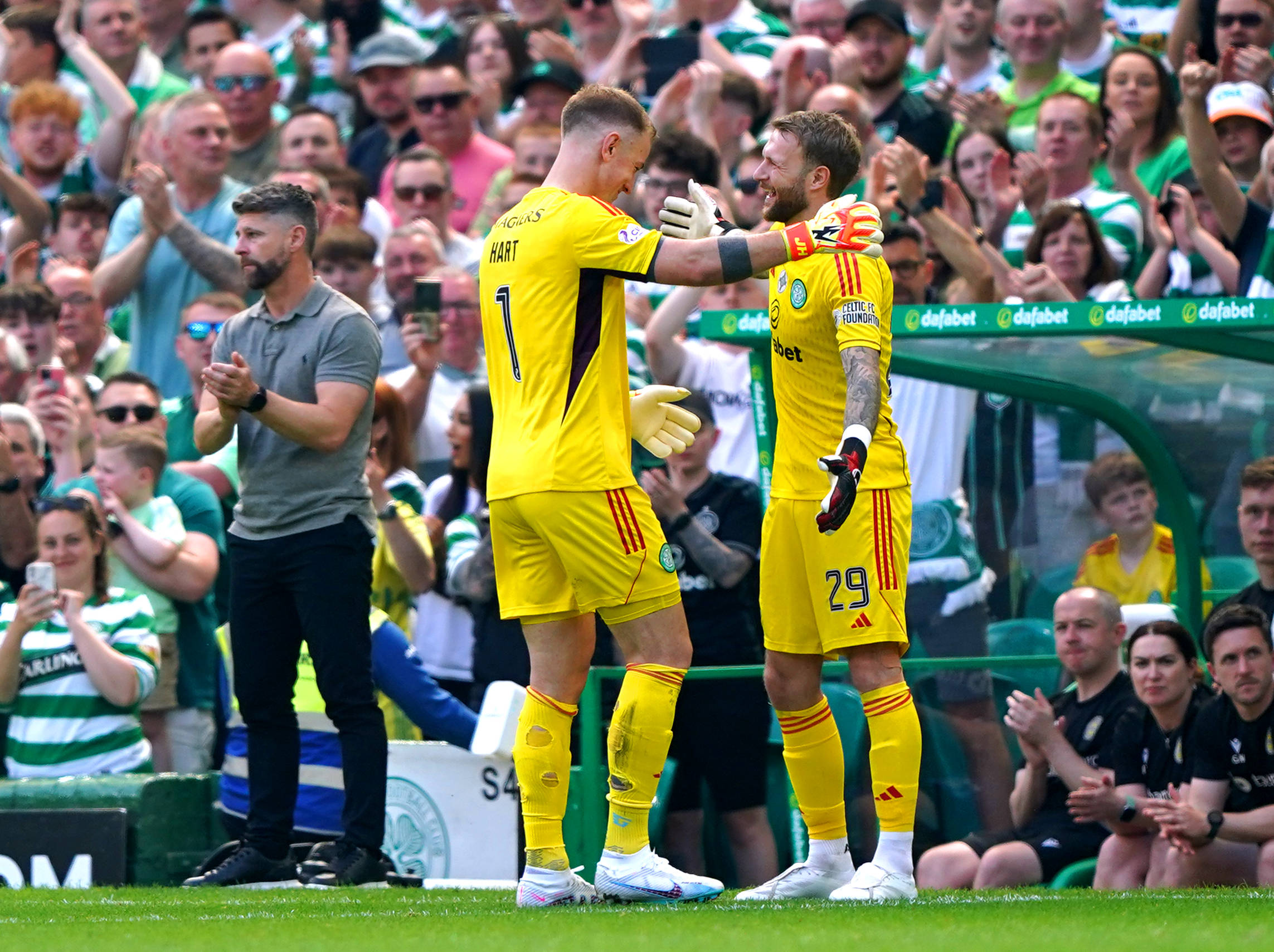 Joe Hart is substituted for team-mate Scott Bain