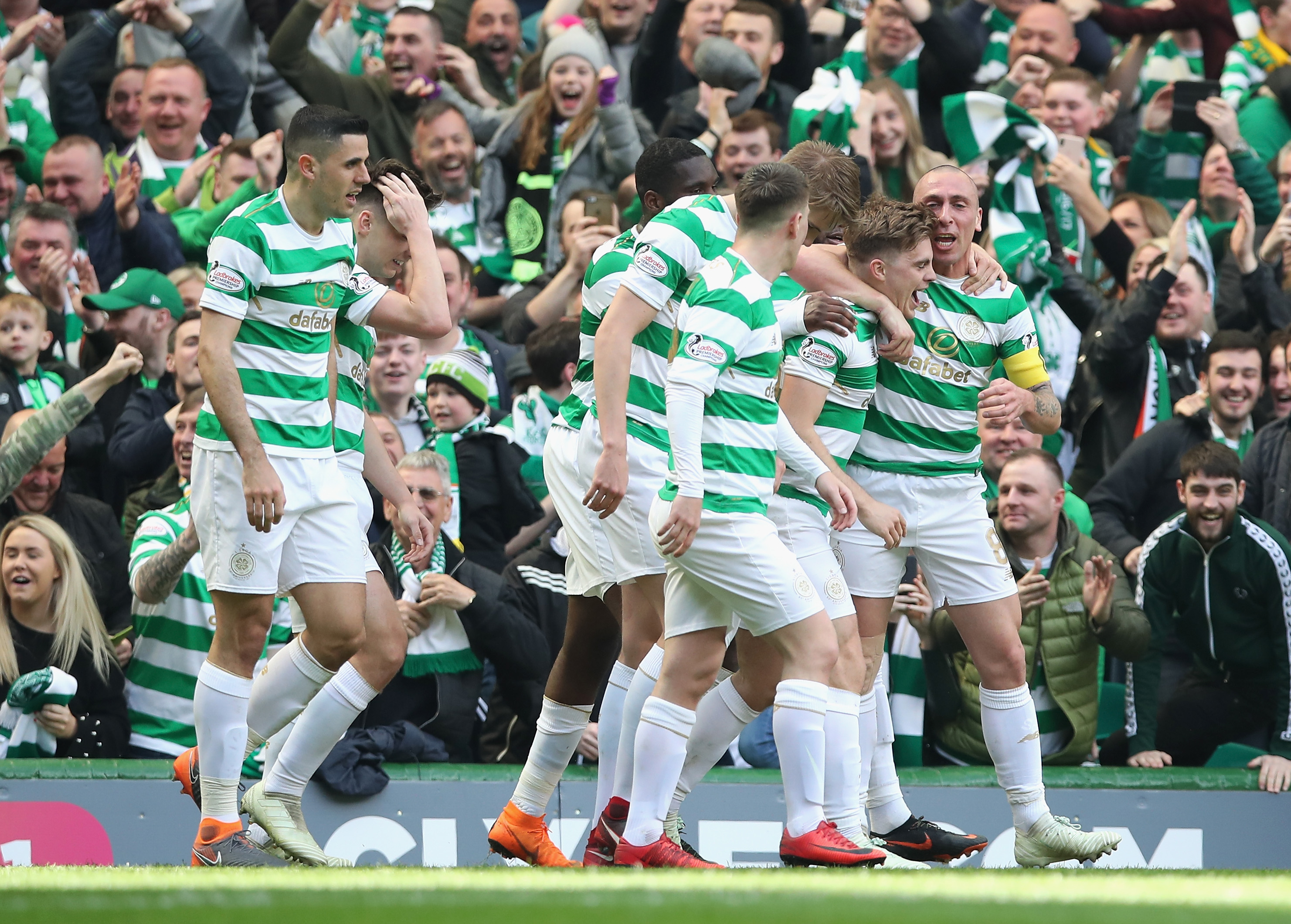 James Forrest of Celtic celebrates