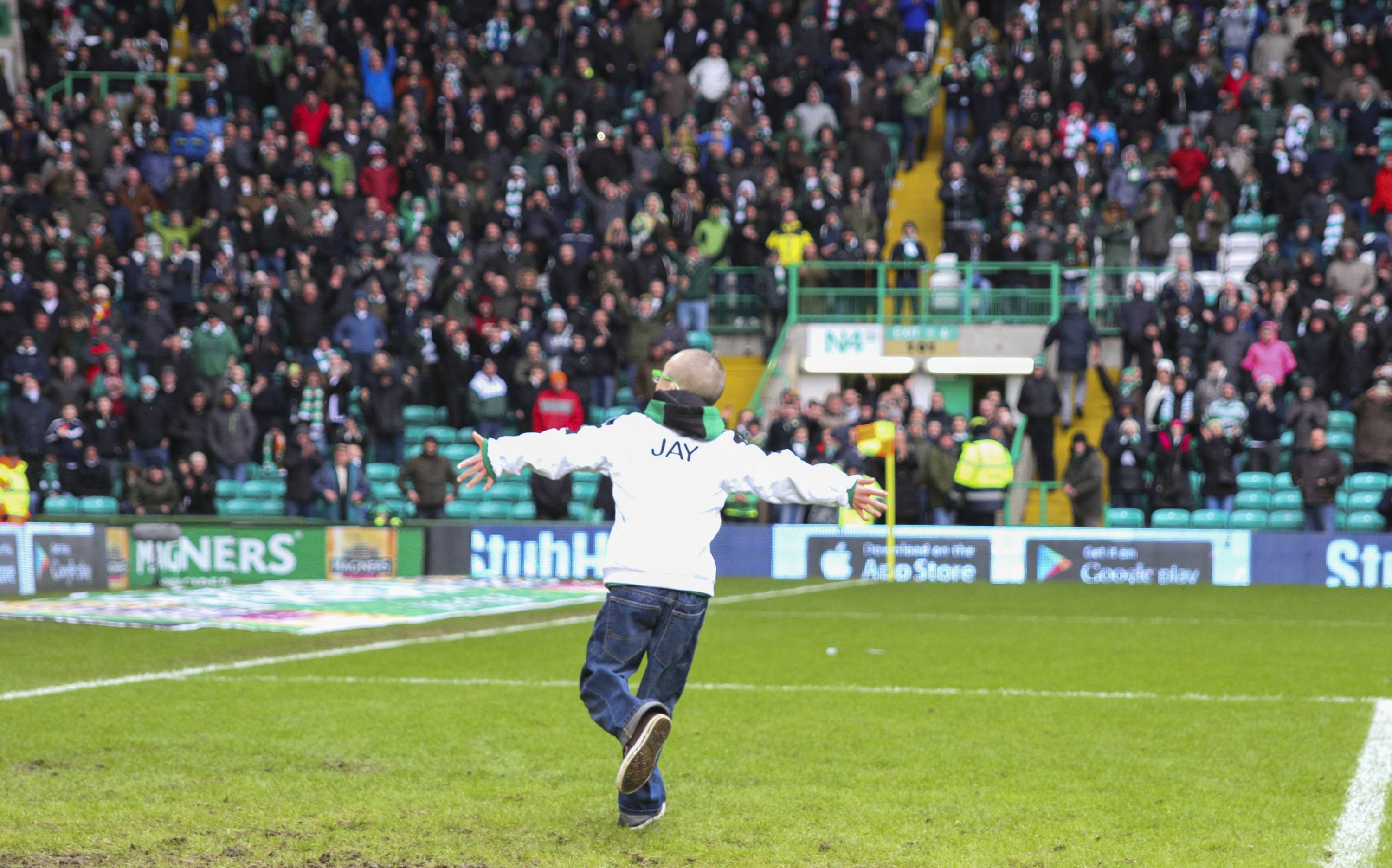 Jay Beatty celebrates scoring at Celtic Park
