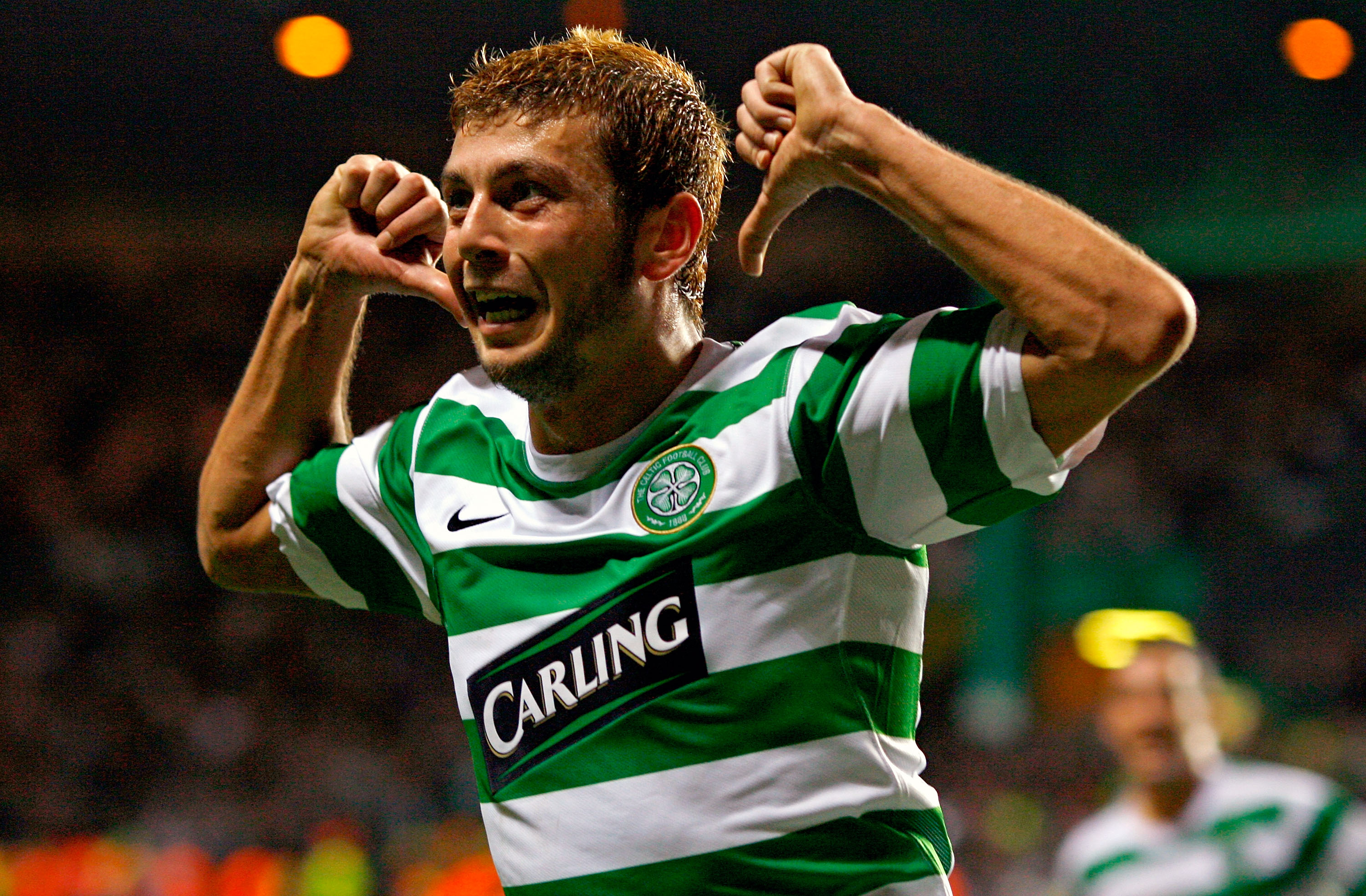 Massimo Donati of Celtic celebrates