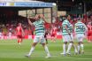 Benjamin Nygren of Celtic celebrates