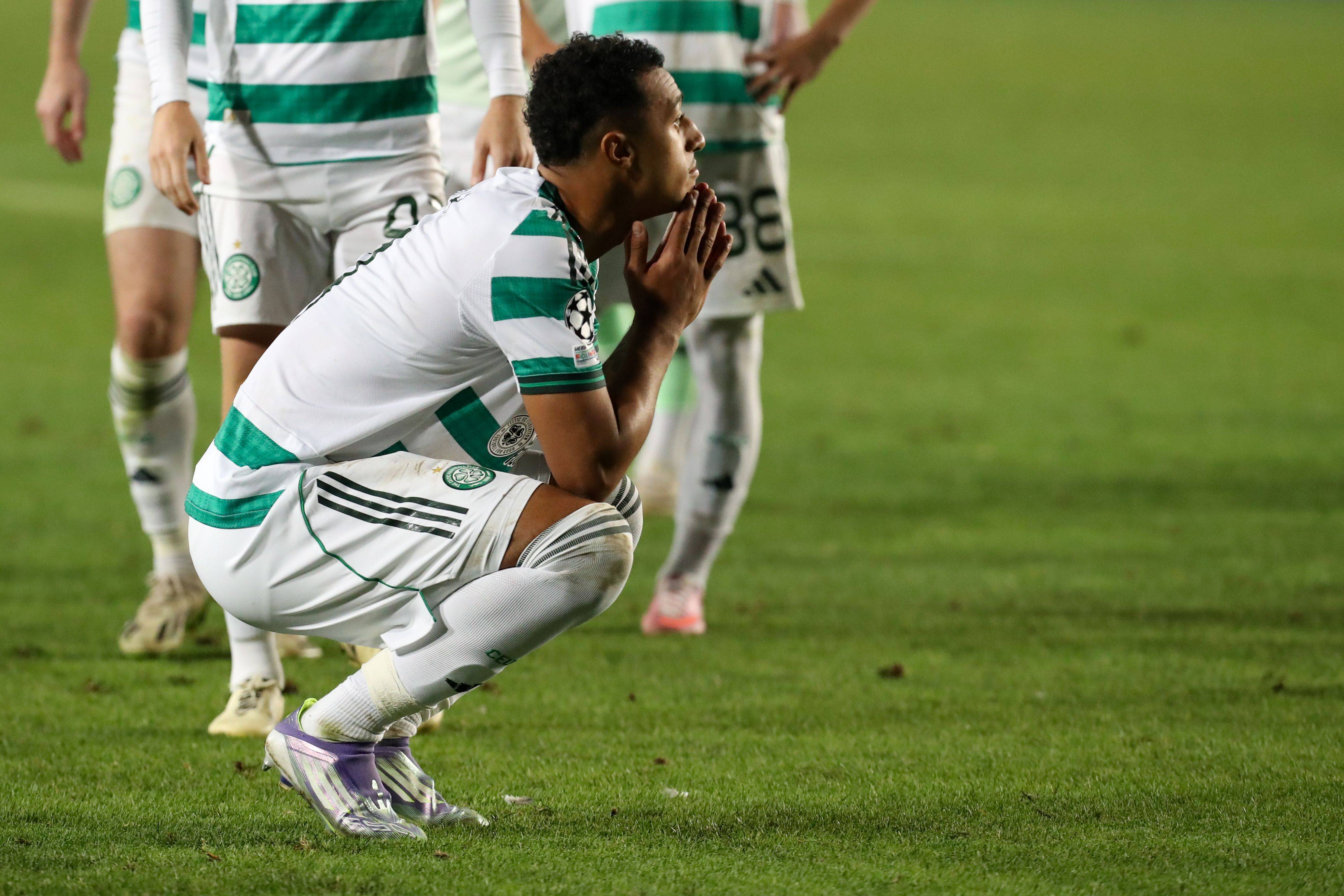 Adam Idah of Celtic appears dejected