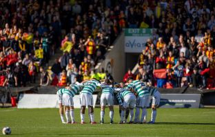 Celtic Huddle ahead of the Partick Thistle v Celtic.