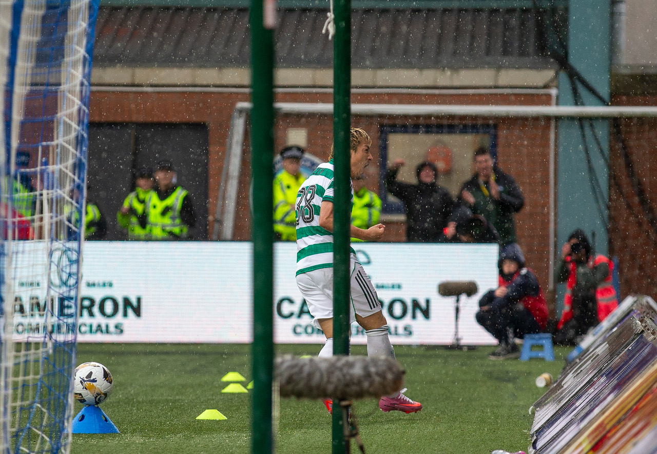 Daizen Maeda celebrates