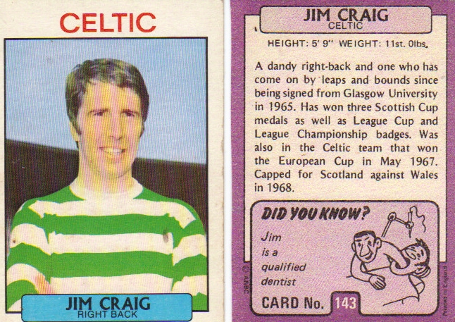Celtic legend and Lisbon Lion Jim Craig